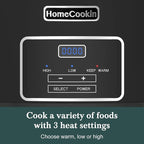 HOMECOOKIN 8-Quart Programmable Slow Cooker with Timer Keep Warm - Small Kitchen Appliance for Family Dinners - Serves 6+ People (Black)