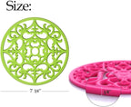 ME.FAN Trivets for Dishes/Pots/Pans, 3 Pcs Silicone Mats, Flexible/Durable/Non Slip Hot Pads to Protect Table and Counter Top (Teal Blue)