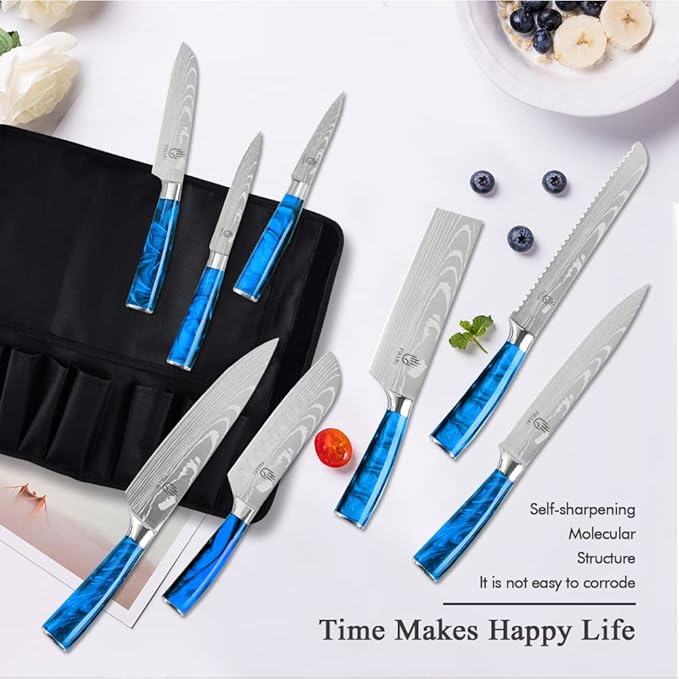 FULLHI Knife Set, 14pcs Japanese Knives Set, Multiple Colour Premium German Stainless Steel Chef Knife Set