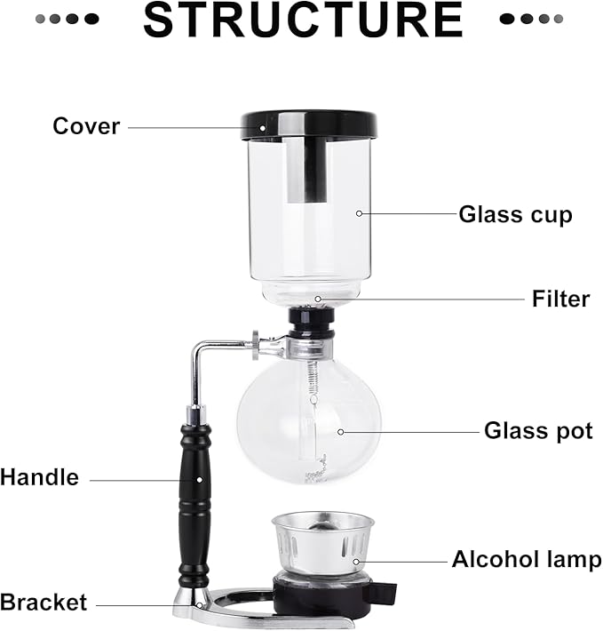 YUCHENGTECH Siphon Syphon Coffee Maker Tabletop Glass Siphon Pot Glass Technica Siphon Vacuum Coffee Maker(5 Cups(600ml))