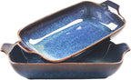 Ceramics Au Gratin baking Dishes Set of 2, Baking Tray Bake ware, 14.4oz Ramekins, for Pie Pan, Appetizer, Tart, Dessert, Quiche, Oven Small dish, individual dishes, Rectangular 9.8 Inch