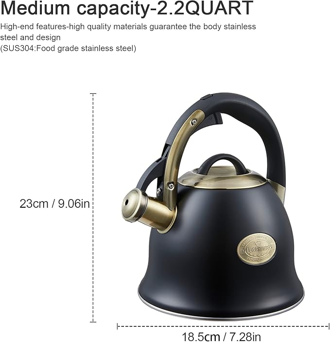 Tea Kettle -2.2 Quart Tea Kettles Stovetop Whistling Teapot Stainless Steel Tea Pots for Stove Top Whistle Tea Pot