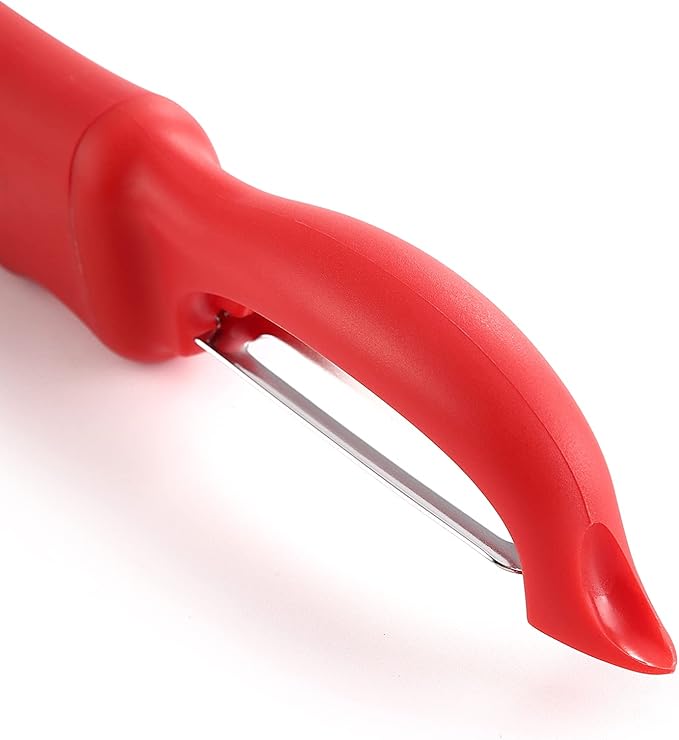 Spring Chef Professional Red Swivel Vegetable Peeler for Kitchen, Stainless Steel Potato Peelers with Soft Grip Handle, Perfect for Peeling Apple, Veggie, Fruit, Carrot, Dishwasher Safe - Set of 2