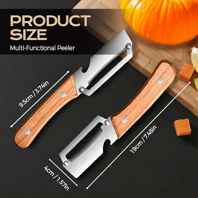Multi-Functional Vegetable Peeler for Kitchen, 2026 Upgraded 2-in-1 2-in-1 Stainless Steel Fruit Peeler with Bottle Opener for Potatoes Carrots Cucumbers Kitchen Gadgets (1)