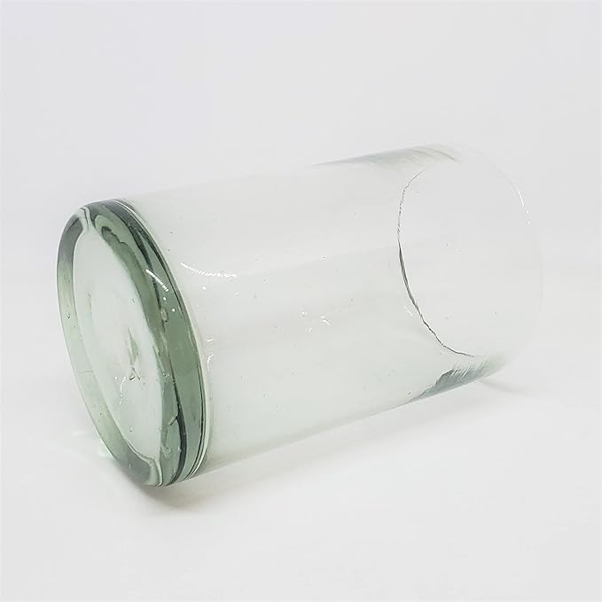 Clear Blown 9 oz Juice Glasses (set of 6) Mexican Handmade Glassware, Recycled Glass, Lead-free, Toxin-Free (Juice)