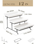 MALACASA 3 Tier Serving Trays for Party, Porcelain Serving Platters and Trays, 12 Inch Tiered Tray Stand, Fruit Tray, Trays for Serving Food, White Dessert Stand with Collapsible Sturdier Metal Rack