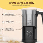 4 in 1 Electric Milk Frother: 10oz/350 mL Large Capacity Electric Milk Steamer for Hot and Cold Milk Froth - Automatic Milk Frother & Warmer for Latte, Cappuccinos, Macchiato, Hot Chocolate