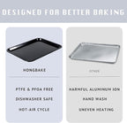 HONGBAKE 2 Pack Quarter Sheet Pan for Baking - Nonstick 13.8 x 9.8 Small Cookie Sheet with Wider Grips, 27% Thicker Carbon Steel Commercial Oven Tray - Black