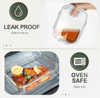 KOMUEE 10 Packs 30 oz Glass Meal Prep Containers,Glass Food Storage Containers with Lids,Airtight Lunch Bento Boxes,Microwave, Oven, Freezer and Dishwasher,White
