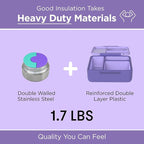 OmieBox Bento Box for Kids - Insulated Bento Lunch Box with Leak Proof Vacuum Insulated Food Jar - 3 Compartments, Two Temperature Zones (Purple Plum)