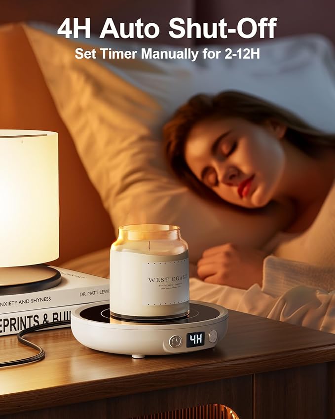 SWEETFULL Mug Warmer - Upgraded 36W Coffee Cup Warmer for Desk with 130℉-176℉ Digital Display, 2-12H Timer Auto Shut Off, Smart Electric Coffee Heating Plate, Ideal Gifts for Women Men - White