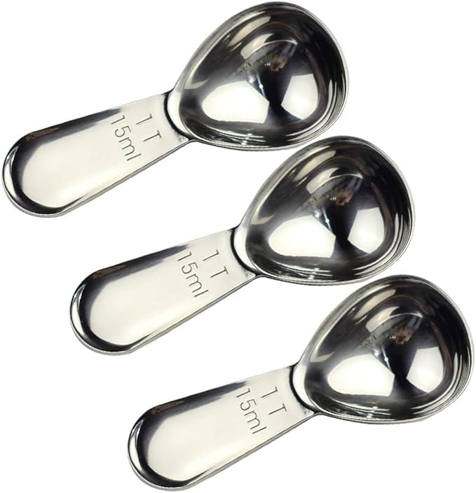 CoaGu 3pcs 15ml Coffee Scoops: Durable 18/8 Stainless Steel Tablespoons (1 Tbsp) for Precision Coffee Brewing and Baking