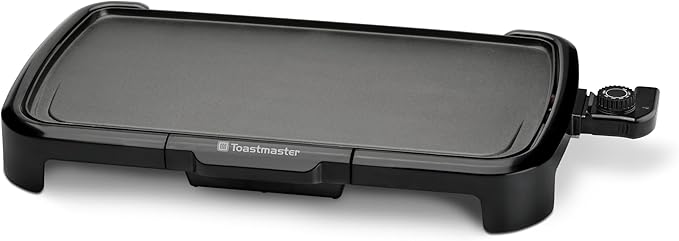Toastmaster Electric Griddle - Flat Top Nonstick Griddle - Cookware for Breakfast & More - Skillet Griddle with Adjustable Temperature - Kitchen Appliance for Pancakes - 10" x 20" Cooking Surface