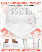 2QT4QT NSF Food Storage Containers: 6PCS [Food Grade][Hot&Cold Resistant] Commercial Clear Food Storage Containers with Lids for Restaurant Kitchen Proof Dough, Measuring Spoons Included(Red N)
