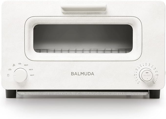 BALMUDA The Toaster | Steam Oven Toaster | Compact Size 14.1" W x 12.6" D x 8.2" H | 5 Cooking Modes: Sandwich Bread, Artisan Bread, Pizza & Pastry, Oven | Baking Pan Included | US Version | White