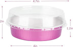 Beasea Mini Pie Pans with Lids, 4 Inch 50 Pack Disposable Aluminum Tart Pans, 8 Oz Pink, Round Oven Baking Mini Cake Pan for Pie Tart Quiche