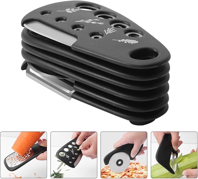 HEALLILY Kitchen Gadgets Set 6pcs Multi-functional Food Peelers Potato Peeler Pizza Cutting Wheel Garlic Grinder Fruit Slicer Vegetable Cutter for Home Cooking