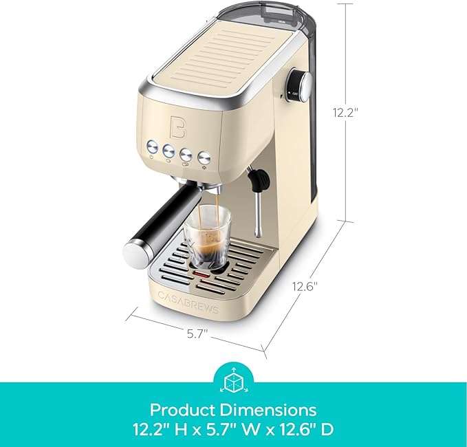 CASABREWS 3700 Essential Espresso Machine 20 Bar, Stainless Steel Coffee Maker with Steam Milk Frother, Espresso Coffee Machine Cappuccino Latte Machine with 43.9oz Removable Water Tank, Creamy