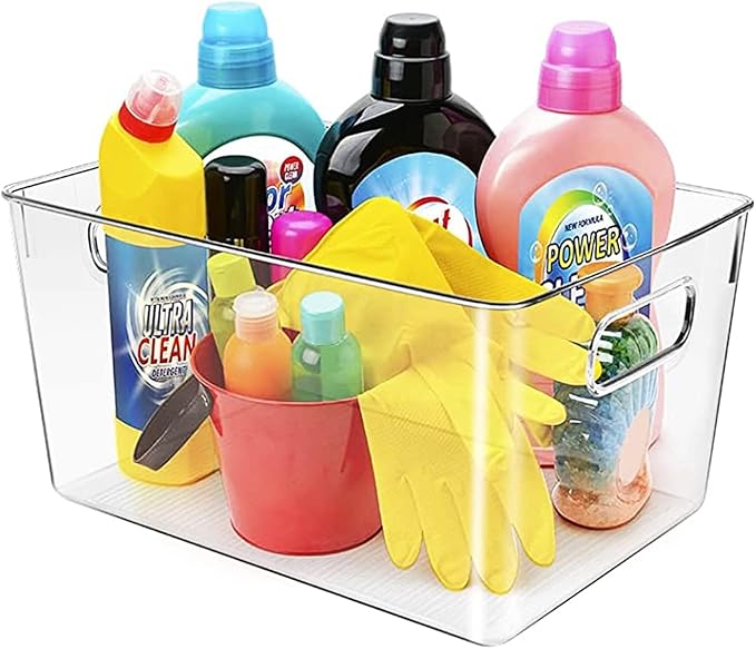 Clear Plastic Storage Bins, Pantry Organizers and Storage, Kitchen Organization and Storage Containers Bins for Organizing, Fridge, Freezer, Bathroom, Pantries, Medicine Cabinet Organizer Bin