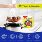 Slow Cooker Liners,3-8 Quart Cooking Bags Large Size 13"x 21", Disposable Slow Cooker Bags Oval For Crock Pot 20PCS
