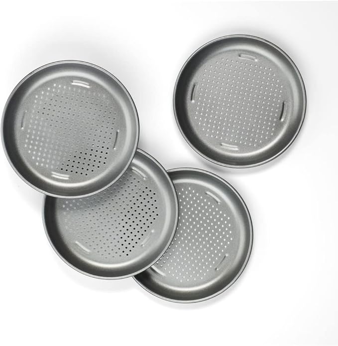 Cuisinart 4 Piece Pizza Pan Set, Mini, Steel Gray (Pack of 2)
