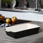 DOWAN 9x13-Inch Casserole Dishes for Oven, Ceramic Baking Dish, Large Lasagna Pan Deep, 4.2 Quarts Baking Pan with Handles, for Casserole, Bakeware, Lasagna, Home Kitchen Gift, Black