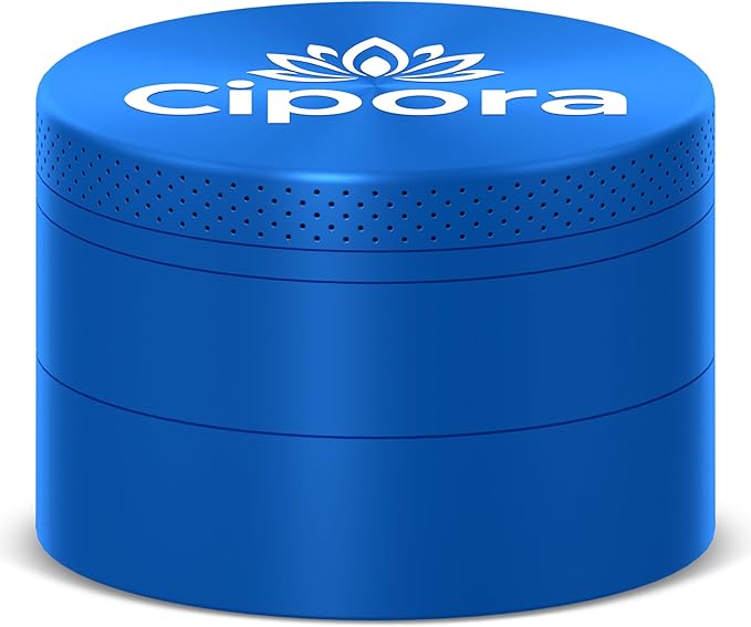 2.5" Manual 3-Piece Zinc Grinder with Large Bottom Chamber (Blue)