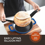 Enameled Cast Iron Dutch Oven for Sourdough Bread Baking | 6 Quart Pot with Lid | 10 Inch Ceramic Enamel Thick Coated Cookware Set with Non Stick Silicone Baking Mat for Cooking