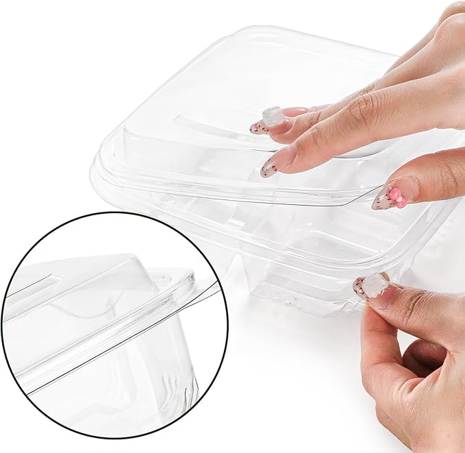 Peohud 50 Pack Clear Bento Snack Containers, 4 Compartment Food Storage Containers, Reusable Meal Prep Containers, Plastic Divided Bento Boxes with Lids for Lunch, Work, Travel