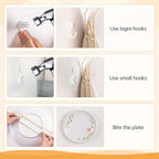 Bilillo 20 Pieces Stainless Steel Spring Plate Hangers for The Wall, 4/6/8/10 Inch Invisible Wire Holders with 20 Pcs Wall Hooks, Fit 4-11 Inch Decorative Plates, Platters & Dishes (Gold)