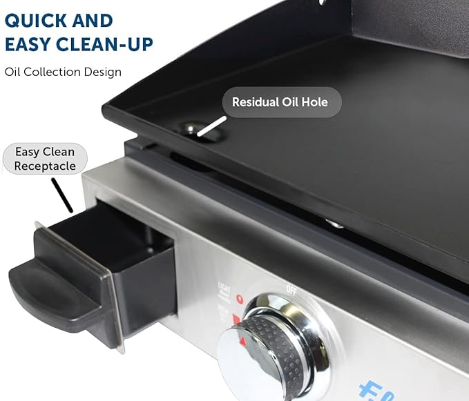 Flame King 17-inch Flat Top Griddle for BBQ Grill w/Regulator, Propane Gas Griddle for RV Pullout Kitchen