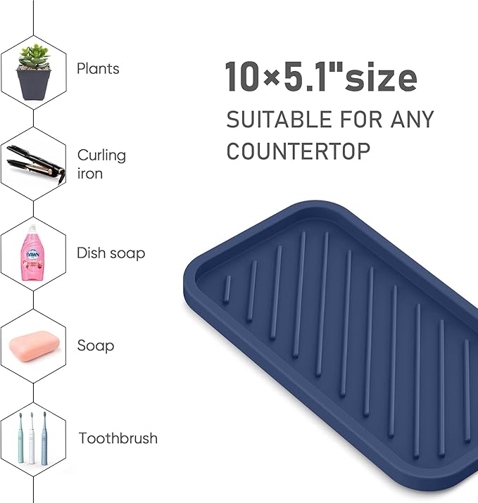 EG-SIPRO Silicone Sink Organizer Tray, 2-Pack, Sasau, Unisex, 8 Colors, Dishwashing Accessories