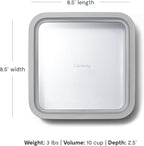 Caraway Glass Food Storage - 10 Cup Glass Container - Ceramic Coated Food Container - Non Stick Lunch Box with Lids - Dishwasher, Oven, & Microwave Safe - Square Shape - Gray