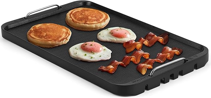 Cusimax Stove Top Griddle, Non-Stick Pancake Griddle, Flat Top Grill for Gas Stove/Charcoal Grills/Smokeless Grills/Outdoor Grill or Campfire, Aluminum, Dishwasher Safe, 14.96" x 8.66"