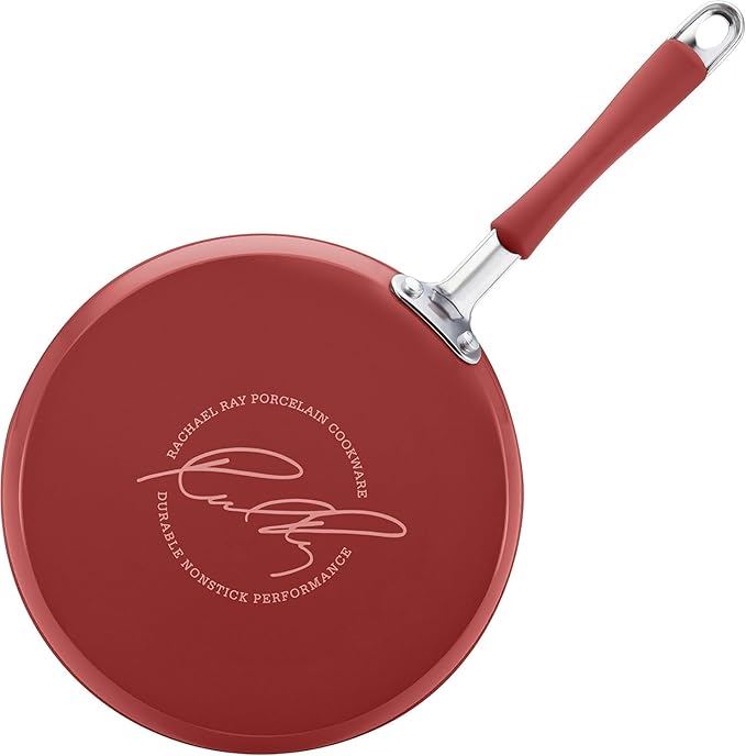 Rachael Ray Cucina Nonstick Cookware Pots and Pans Set, 12 Piece, Cranberry Red