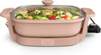 bella Make & Take Electric Skillet, Fits-anywhere™ kitchenware, EverGood™ Ceramic Coating, Adjustable Temperature & Dishwasher-Safe Tempered Glass Lid, Cast Aluminum Base, 1200 Watt, Blossom