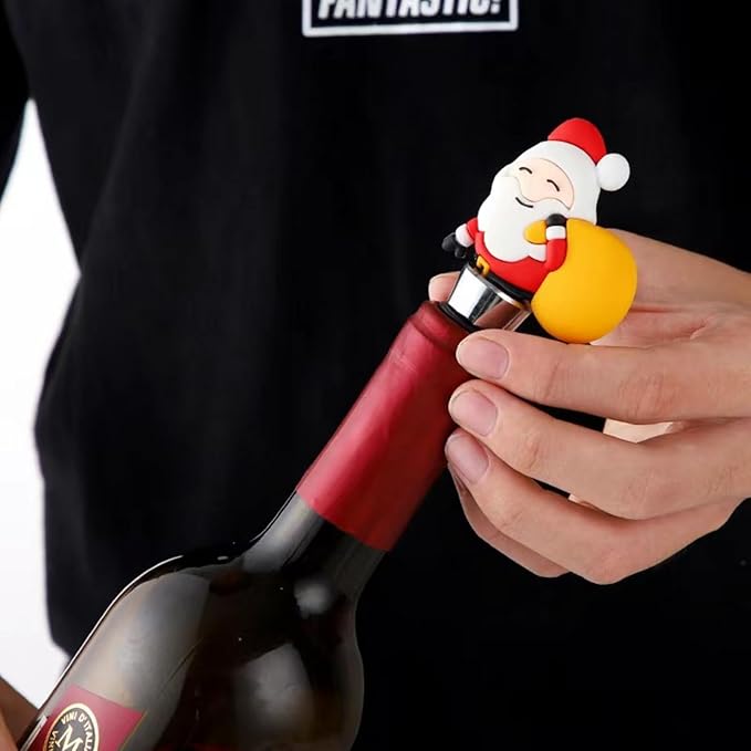Xmas Decorative Wine Stopper,Cool Wine Bottle Stoppers for Glass Bottles,Crystal Bottle Stopper Fits Standard Bottles,Fancy Decors Wine Tools (Xmas3)