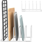 Cutting Board Organizer and Baking Sheet Rack, [1-Pack] White Heavy Duty Metal Cookie Sheet Organizer for Cutting Board Storage & Plate Holder for Cabinet, Tray Dividers for Cabinets