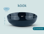 KooK Pasta Bowl, Salad Bowls, Soup, Serving Bowls, Ceramic, Large Capacity, Microwave & Dishwasher Safe, Set of 4, 40 Oz,(Navy Blue)