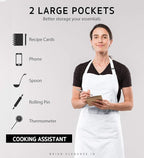 Syntus 12 Pack Bib Apron, Unisex Aprons Adjustable Thicker Version Waterdrop Resistant with 2 Pockets Cooking Kitchen Aprons for Women Men Chef, BBQ Drawing Apron Bulk, White