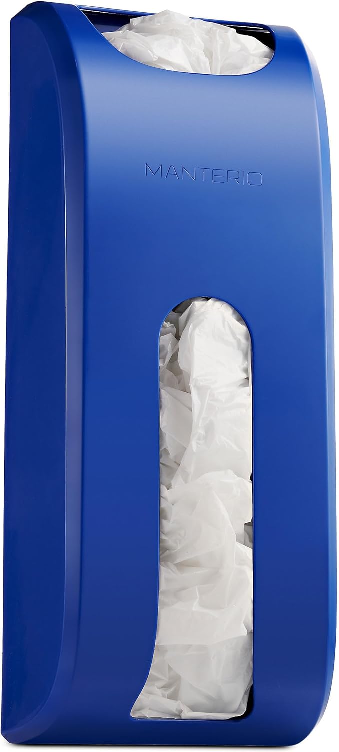 Plastic Bag Holder | Durable Plastic Wall Mount Kitchen Grocery Bag Storage Organizer | Smudge Proof, Fingerprint Resistant | Blue