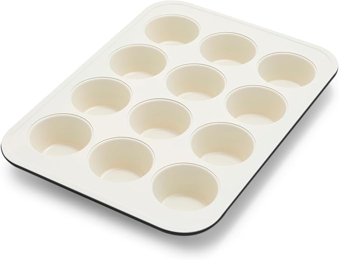 GreenPan Bakewell 12-Cup Muffin Pan, Healthy Ceramic Nonstick Bakeware, PFAS-Free Cupcake Mold, Durable Baking Tray, Versatile Kitchen Essentials, Easy Clean Ovenware, Black
