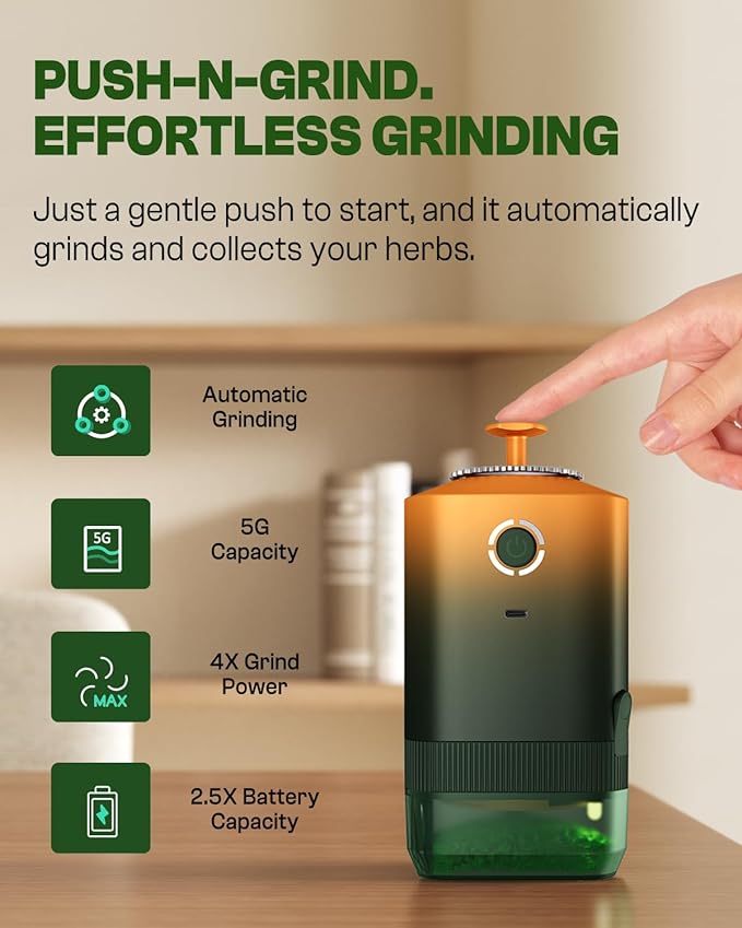 K5 Electric Kitchen Grinder Battery Powered Automatic Portable Spice Mill For Grinding - Holds up to 5 Gram
