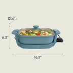 bella Make & Take Electric Skillet, Fits-anywhere™ kitchenware, EverGood™ Ceramic Coating, Adjustable Temperature & Dishwasher-Safe Tempered Glass Lid, Cast Aluminum Base, 1200 Watt, Surf
