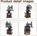 Wooden Manual Coffee Grinder Vintage Style Hand Coffee Mill Burr Coffee Grinder with Ceramic Hand Crank,Wooden Manual Coffee Grinder Cleaning Brush(Brown Ferris wheel style）