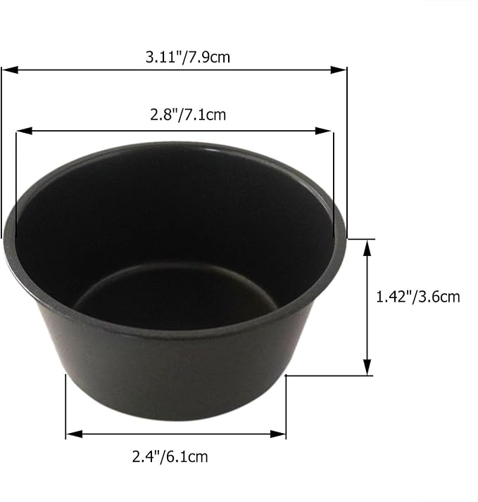 Muffin Pan Individual, 6Pcs Jumbo Muffin Tin Set, Nonstick Round Cupcake Pan for Baking Muffins, Popover, Egg Tarts, Quiche - Carbon Steel, Black