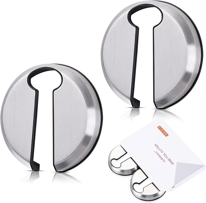 Wine Foil Cutter Tool for Wine Bottles 2 Pack Design Stainless Steel Blades Foil Remover Removes Foil Top Effortlessly Gift for Wine Lovers, Stainless Steel Silver
