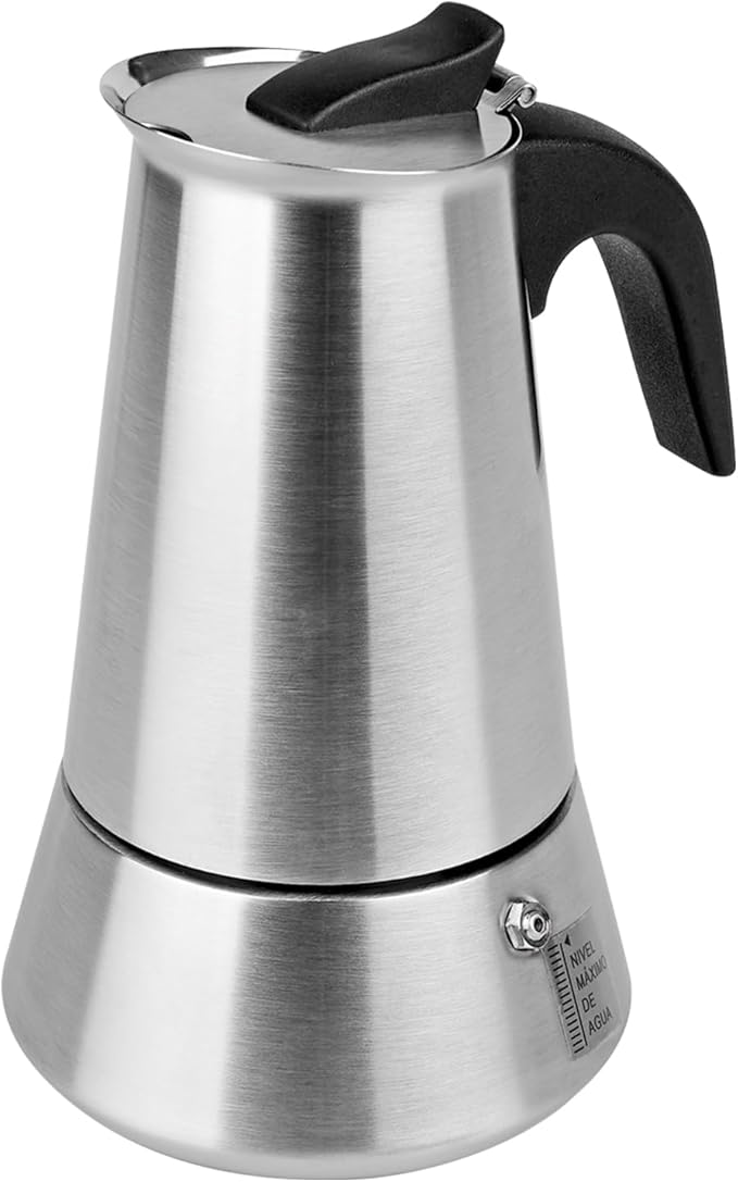 9 Cup Stovetop Espresso Maker Matte Stainless Steel Moka Pot Italian and Cuban Mocha Coffee Maker, Compatible with Gas, Electric, Ceramic, and Induction stovetops(15 fl oz/450 ml)