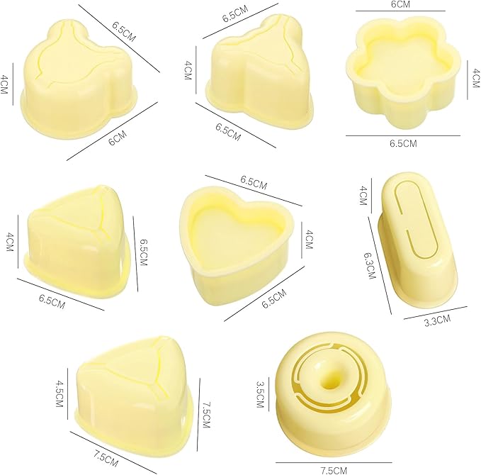 3 Pack Rice Ball Mold, Sushi Mold Diy Sushi Cooking Tools For Japanese Boxed Meal Children Bento,Kitchen Tools Sushi Plates Rice Ball Mold Non Stick Sushi Rice Making Kit (Yellow, Triangle)