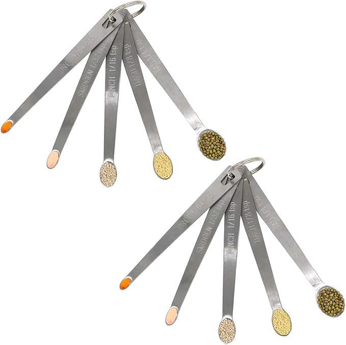 2Pack Mini Measuring Spoons Set, Heavy Duty Stainless Steel Teaspoon for Cooking and Baking, Suitable for Small Amount of Dry or Liquid Ingredients and Spices